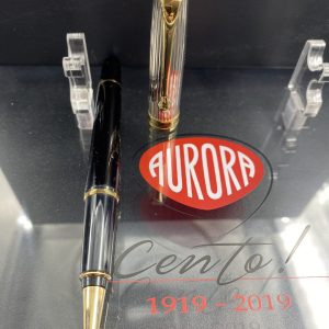 AURORA 88 BLACK BARREL WITH SILVER CAP ROLLERBALL
